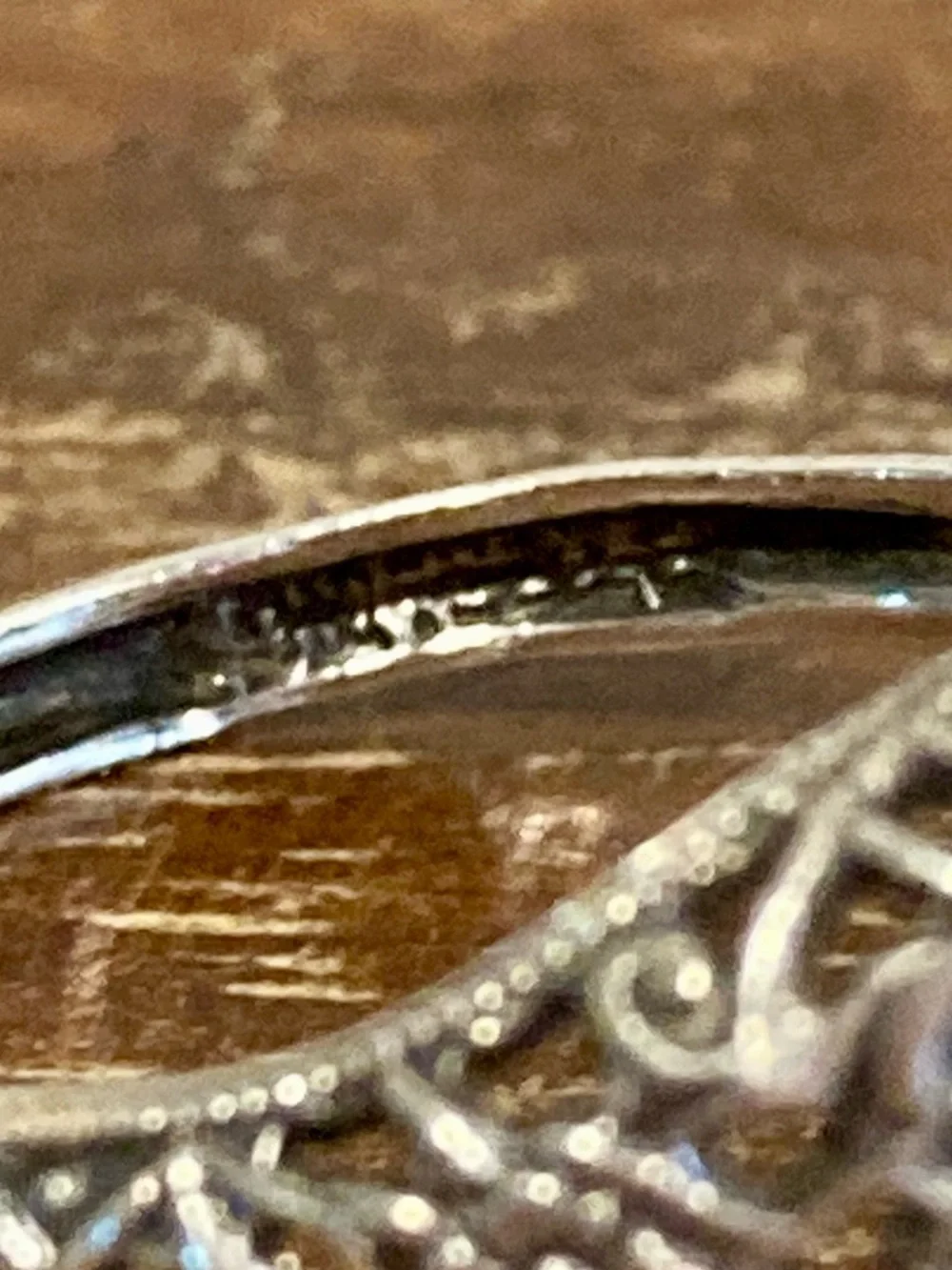 Sterling Silver Filigree Ring with Purple Stone - Size 7